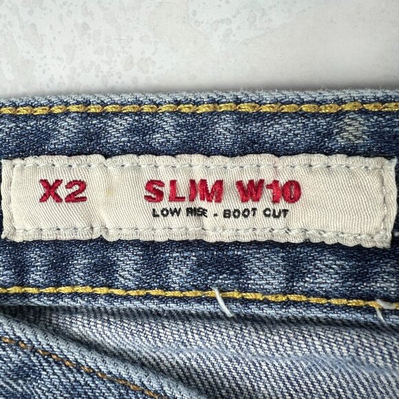 Express X2 Jeans Women's Measured 31x29 Slim Low Rise Boot Cut Blue Denim Tag 8 - Picture 7 of 16